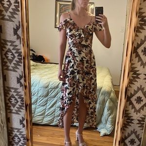 High Low Floral Wrap Dress